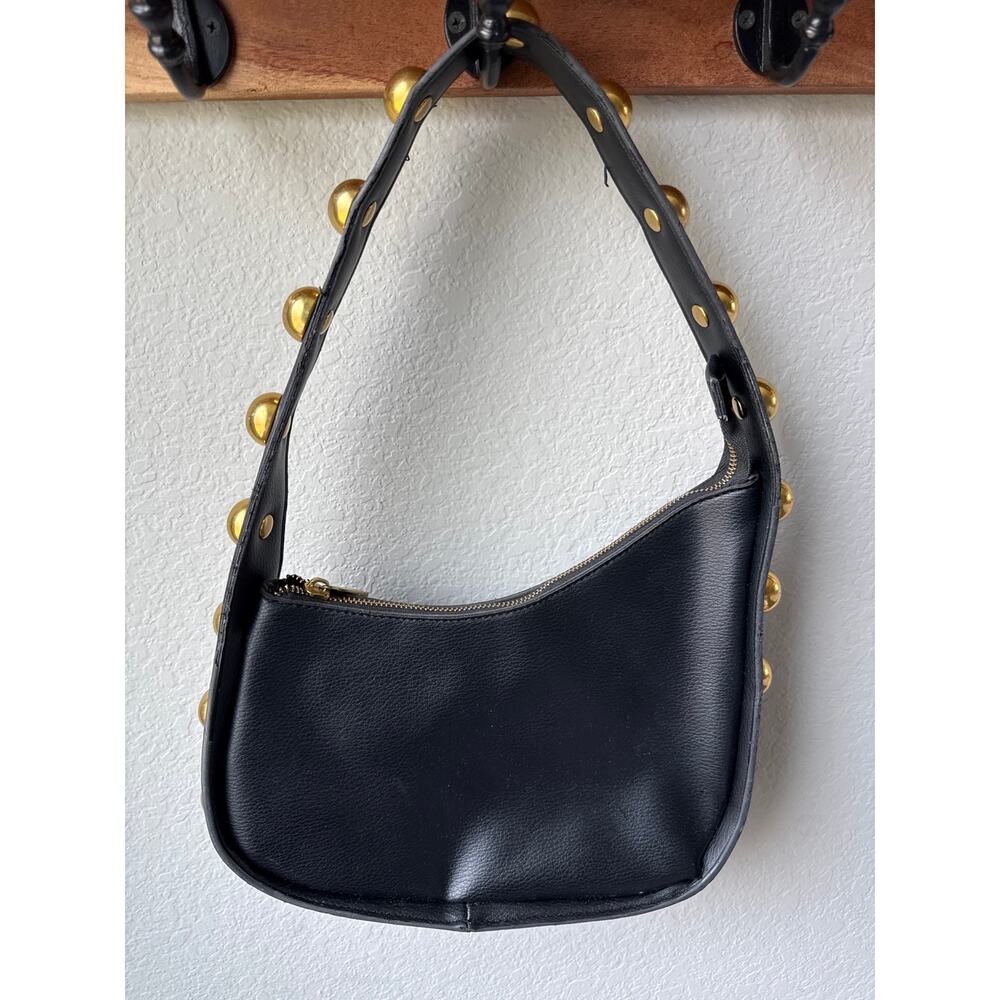 BCBGeneration Black Hobo Shoulder Bag with Gold Stud Accents - Picture 7 of 9
